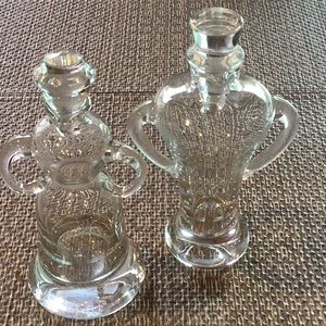 Glass male and female cruet set